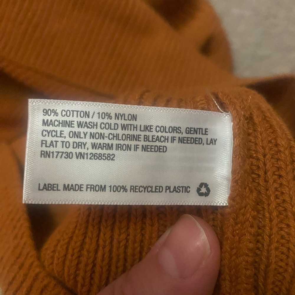 Women’s Turtleneck cropped Ribbed Sweater in Burnt Orange - Picture 5 of 5
